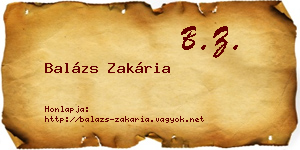Balázs Zakária névjegykártya